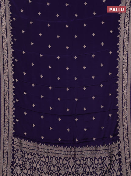 Semi mysore silk saree deep violet with allover zari woven buttas and zari woven border