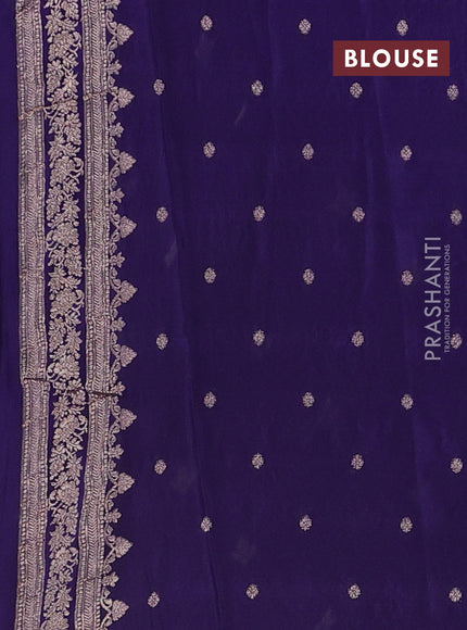 Semi mysore silk saree deep violet with allover zari woven buttas and zari woven border
