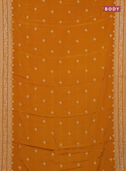Semi mysore silk saree mustard yellow with allover zari woven buttas and zari woven border