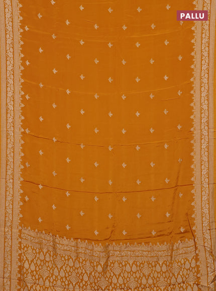 Semi mysore silk saree mustard yellow with allover zari woven buttas and zari woven border