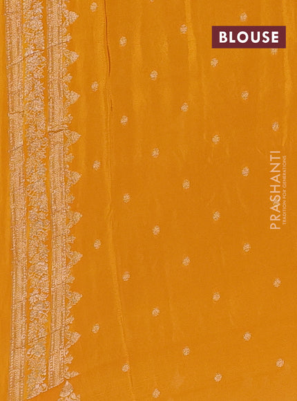 Semi mysore silk saree mustard yellow with allover zari woven buttas and zari woven border