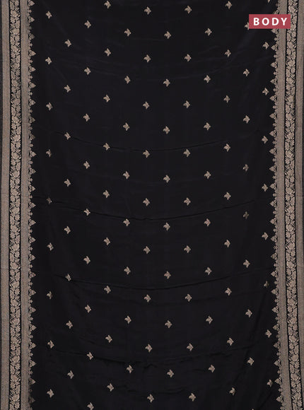 Semi mysore silk saree black with allover zari woven buttas and zari woven border