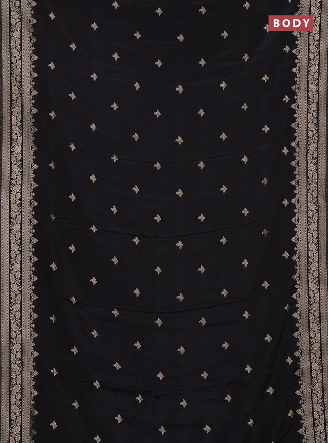Semi mysore silk saree black with allover zari woven buttas and zari woven border