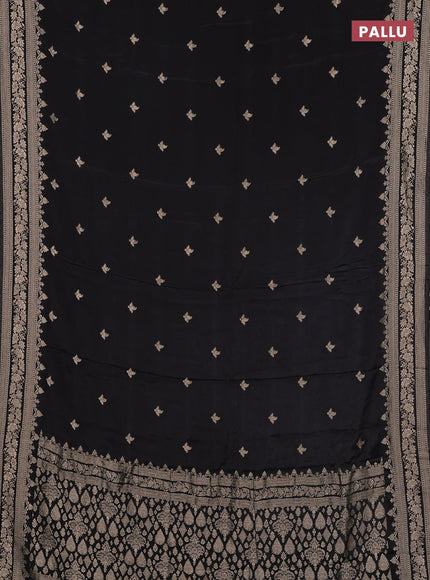 Semi mysore silk saree black with allover zari woven buttas and zari woven border