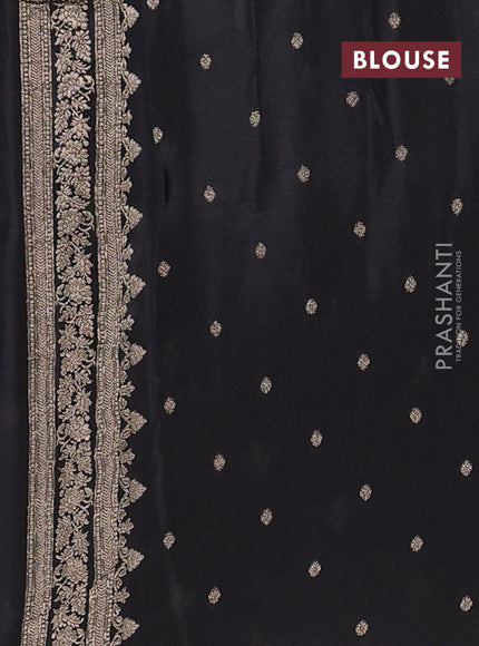Semi mysore silk saree black with allover zari woven buttas and zari woven border