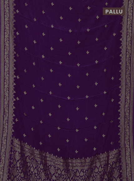Semi mysore silk saree purple with allover zari woven buttas and zari woven border