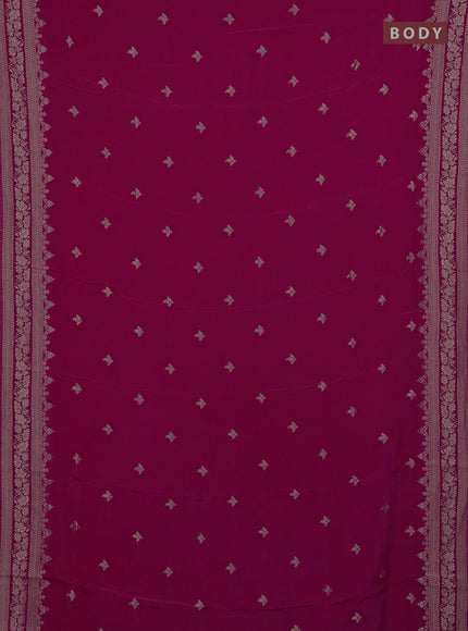 Semi mysore silk saree dark pink with allover zari woven buttas and zari woven border