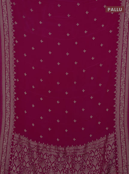 Semi mysore silk saree dark pink with allover zari woven buttas and zari woven border
