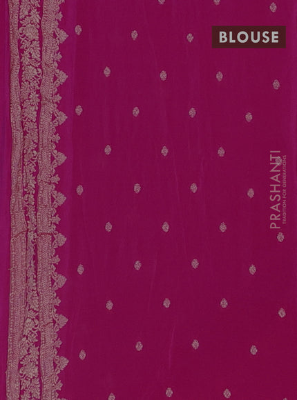 Semi mysore silk saree dark pink with allover zari woven buttas and zari woven border
