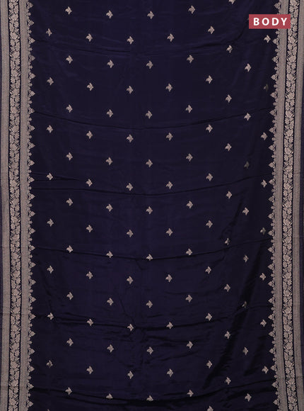 Semi mysore silk saree navy blue with allover zari woven buttas and zari woven border