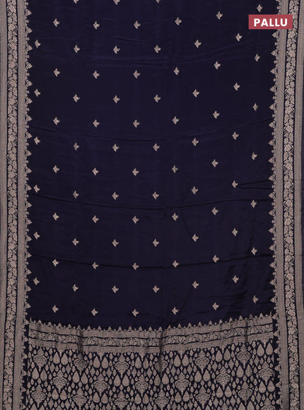 Semi mysore silk saree navy blue with allover zari woven buttas and zari woven border