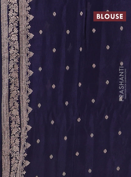 Semi mysore silk saree navy blue with allover zari woven buttas and zari woven border