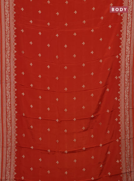 Semi mysore silk saree rust shade with allover zari woven buttas and zari woven border