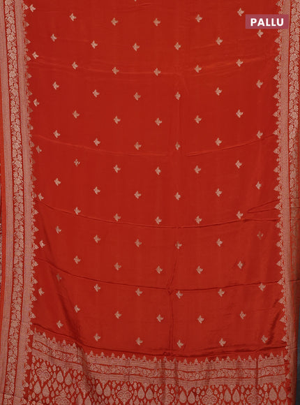Semi mysore silk saree rust shade with allover zari woven buttas and zari woven border