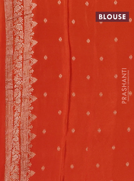 Semi mysore silk saree rust shade with allover zari woven buttas and zari woven border