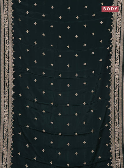 Semi mysore silk saree bottle green with allover zari woven buttas and zari woven border