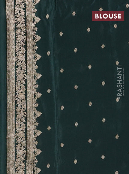 Semi mysore silk saree bottle green with allover zari woven buttas and zari woven border