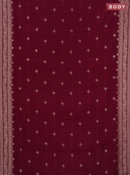 Semi mysore silk saree wine shade with allover zari woven buttas and zari woven border