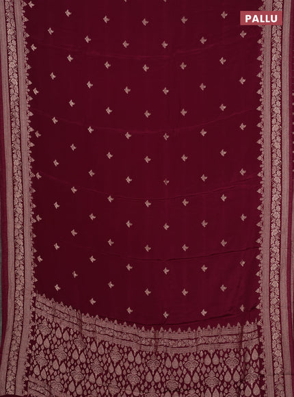 Semi mysore silk saree wine shade with allover zari woven buttas and zari woven border