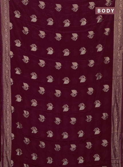 Semi mysore silk saree deep maroon with zari woven buttas and zari woven border