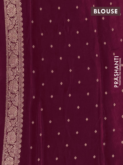 Semi mysore silk saree deep maroon with zari woven buttas and zari woven border