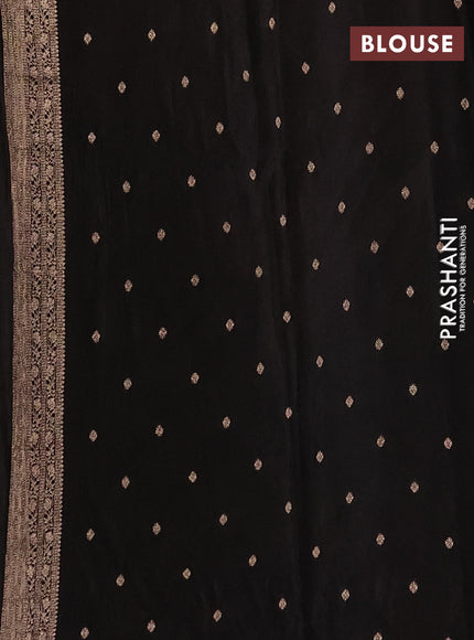 Semi mysore silk saree black with floral zari woven buttas and zari woven border