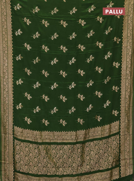 Semi mysore silk saree sap green with floral zari woven buttas and zari woven border