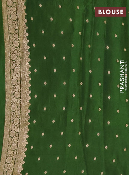 Semi mysore silk saree sap green with floral zari woven buttas and zari woven border