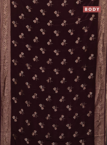 Semi mysore silk saree deep jamun with floral zari woven buttas and zari woven border
