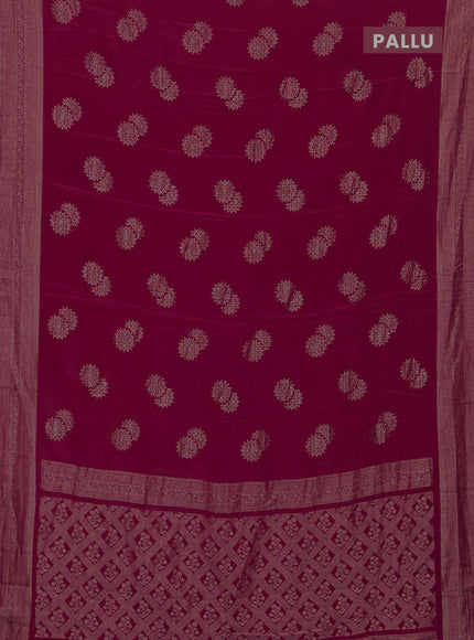 Semi mysore silk saree dark pink with zari woven buttas and zari woven border