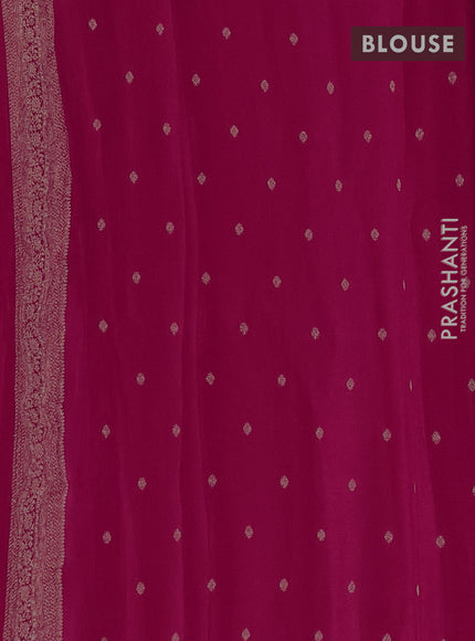 Semi mysore silk saree dark pink with zari woven buttas and zari woven border