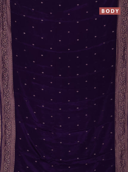 Semi mysore silk saree violet with allover zari woven buttas and zari woven border