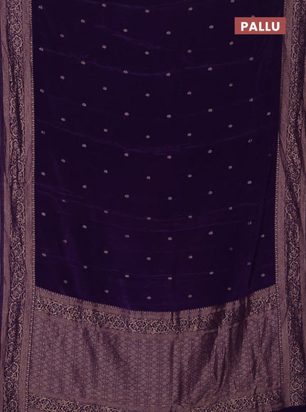 Semi mysore silk saree violet with allover zari woven buttas and zari woven border