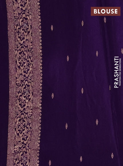 Semi mysore silk saree violet with allover zari woven buttas and zari woven border