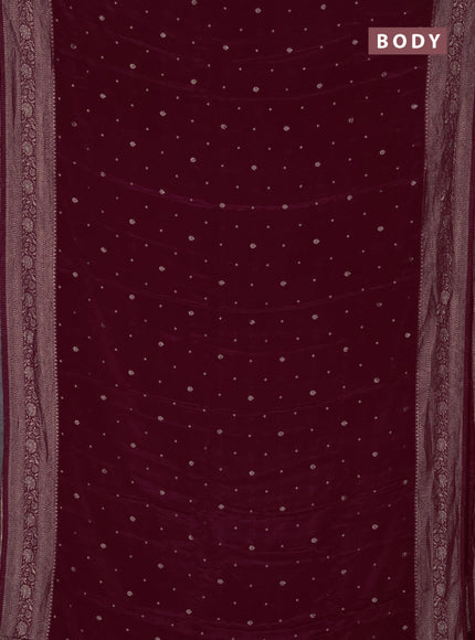 Semi mysore silk saree deep maroon with allover zari woven buttas and zari woven border