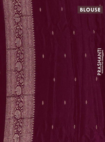 Semi mysore silk saree deep maroon with allover zari woven buttas and zari woven border