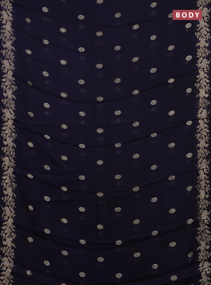 Semi mysore silk saree deep jamun with zari woven buttas and zari woven border