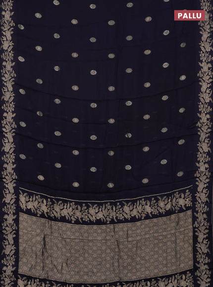 Semi mysore silk saree deep jamun with zari woven buttas and zari woven border