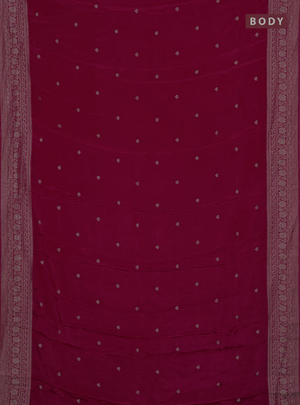 Semi mysore silk saree dark pink with zari woven buttas and zari woven border