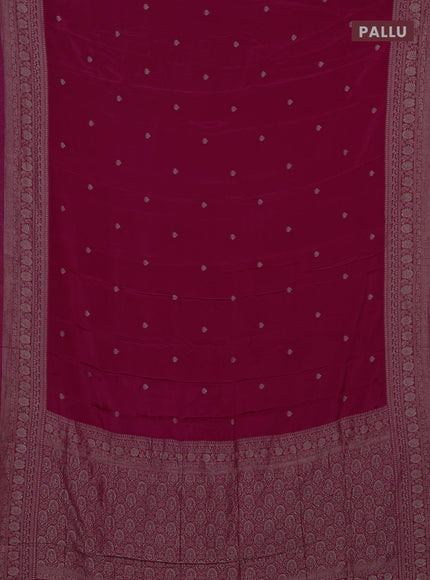 Semi mysore silk saree dark pink with zari woven buttas and zari woven border