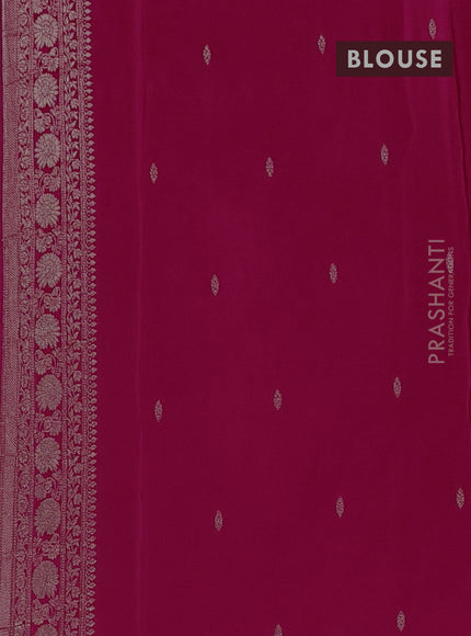 Semi mysore silk saree dark pink with zari woven buttas and zari woven border