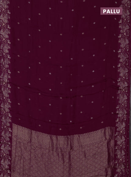 Semi mysore silk saree deep maroon with zari woven buttas and zari woven border