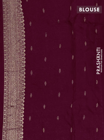 Semi mysore silk saree deep maroon with zari woven buttas and zari woven border