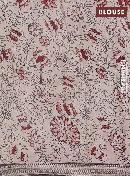 Kalamkari semi silk saree black with allover prints and mangalgiri border