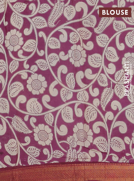 Kalamkari semi silk saree beige and deep maroon with pichwai prints and mangalgiri border
