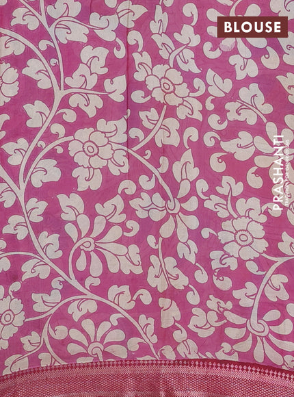 Kalamkari semi silk saree beige and maroon with allover prints and mangalgiri border