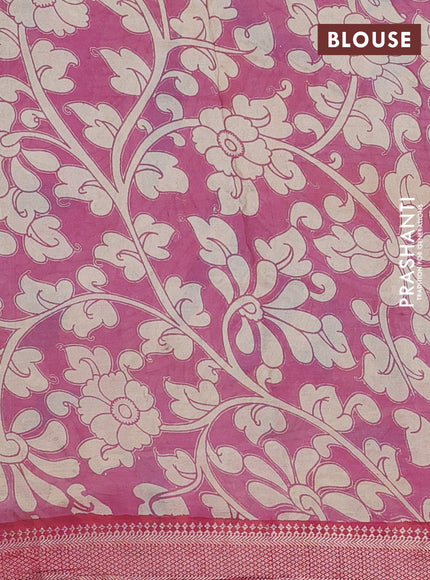 Kalamkari semi silk saree mustard yellow and maroon with allover prints and mangalgiri border