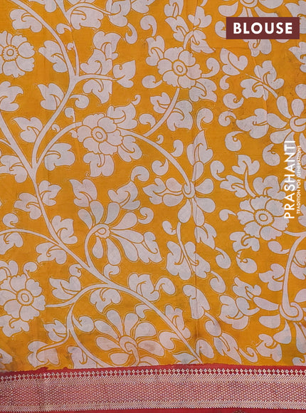 Kalamkari semi silk saree beige and maroon with allover prints and mangalgiri border