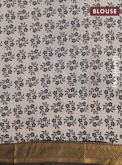 Kalamkari semi silk saree black with allover prints and mangalgiri border