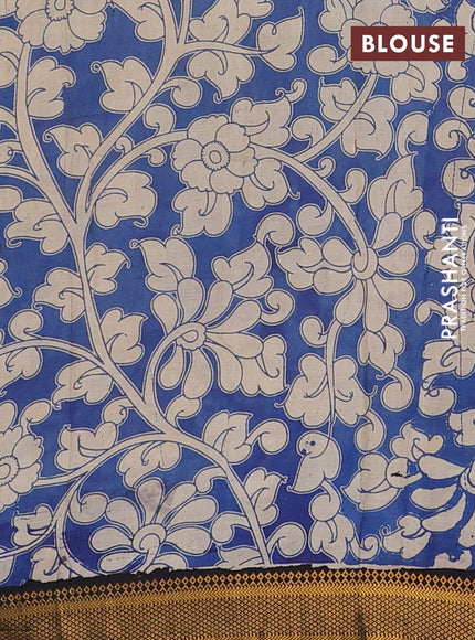 Kalamkari semi silk saree beige and black with allover pichwai prints and mangalgiri border